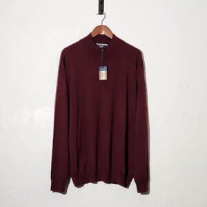 Charles Tyrwitt Men's 1/4 Zip Long Sleeve Pullover Sweater Burgundy Size XXL